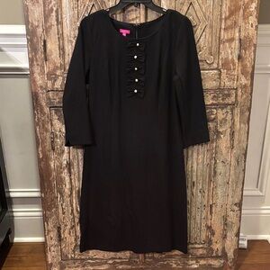 Talbots Black Long Sleeve Dress with Button Accents